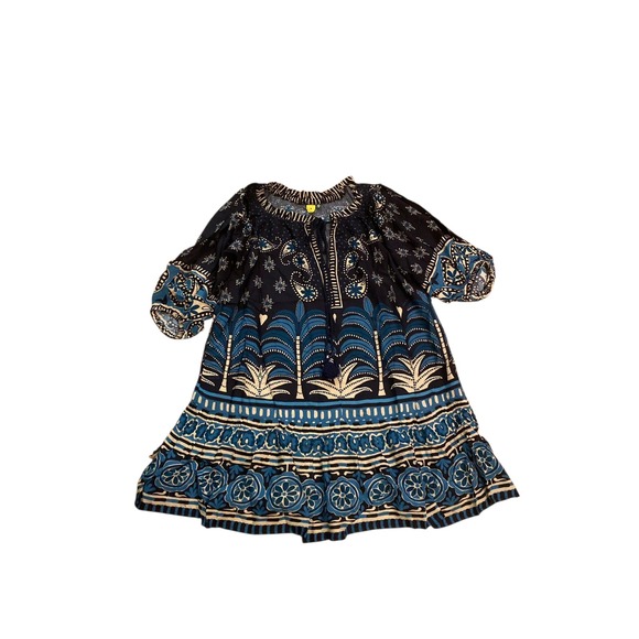 Farm Rio Paisley Floral Blue Palm Tree Mini Dress Brazil Large NEW - Picture 3 of 4